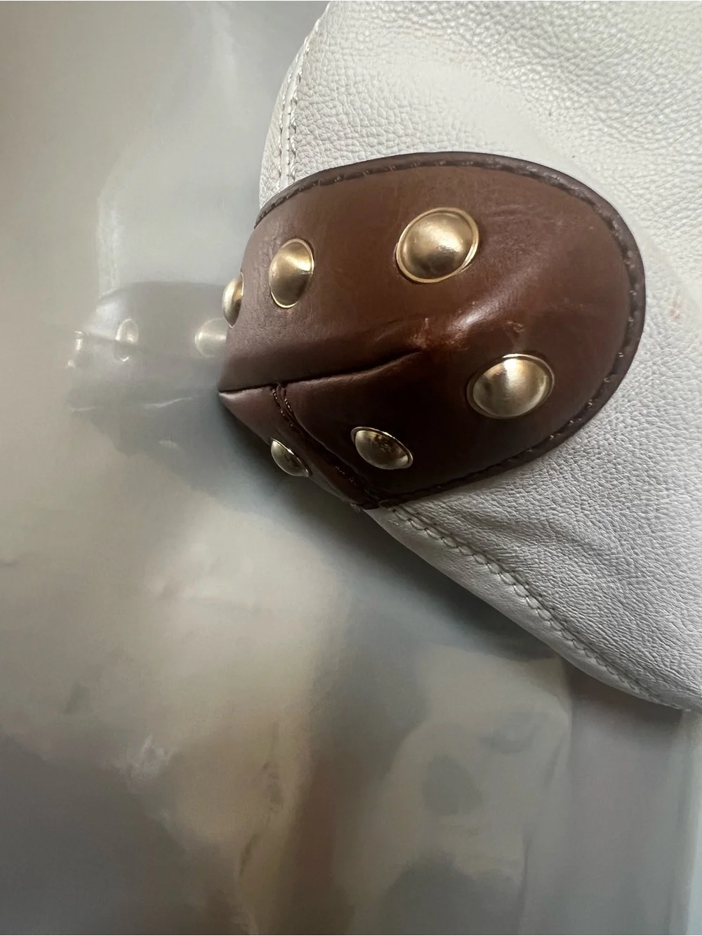 *PROJECT BAG** MICHAEL Michael Kors White and Brown Leather Shoulder Tote.